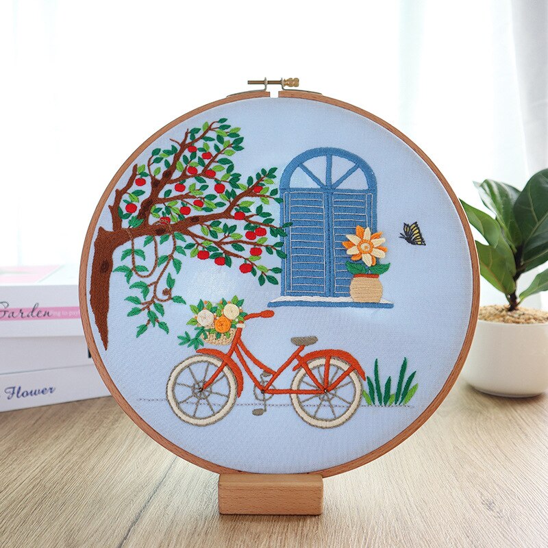 Kit de broderie de fleurs de lierre violet, bricolage, couture, motif de plante domestique, aiguille pour débutant, point de croix, artisanat (withop)