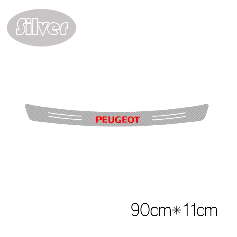 1 pièces Auto style Protection pare-chocs arrière en Fiber de carbone autocollant pour Peugeot 307 peugeot 206 308 207 406 407 408 accessoires: 90CM x 11CM silver