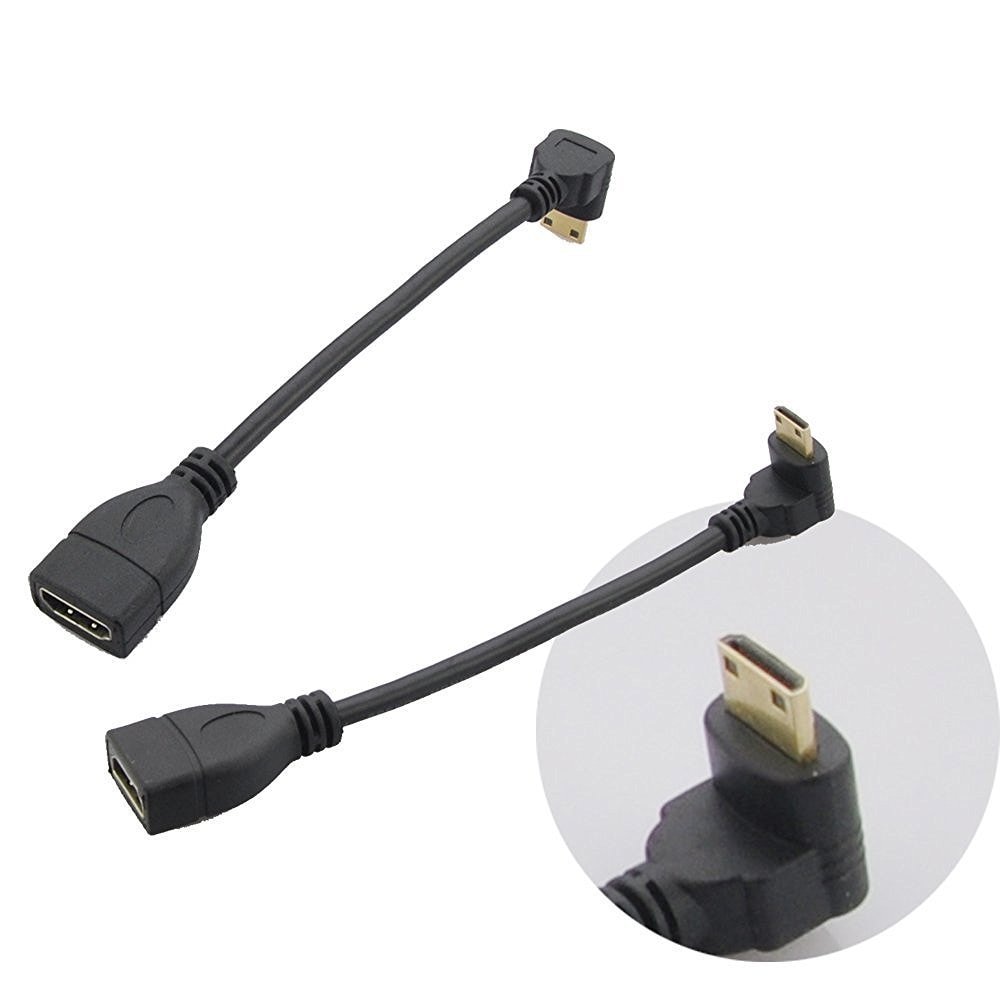 17 CM Ad Alta Velocità di 90 Gradi Mini HDMI Down-verso il Maschio a HDMI Femmina Cavo Adattatore del Connettore (Giù-verso)