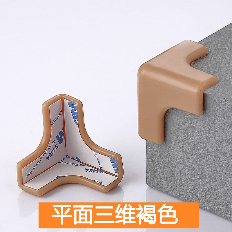 10pcs/lot Rubber Transparent L Shape Baby Safety Silicone Corner Protector Kids Soft Clear Table Desk Edge Corner Guards: brown