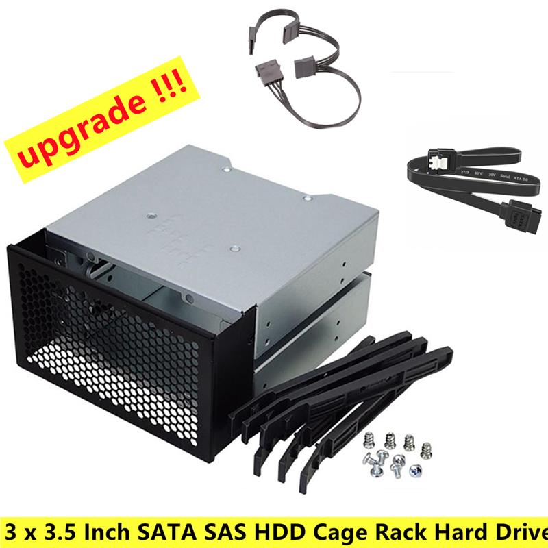 Cage pour disque dur SATA 5 pouces à 3X3.5 pouces, support pour disque dur, convertisseur adaptateur avec ventilateur, en acier inoxydable