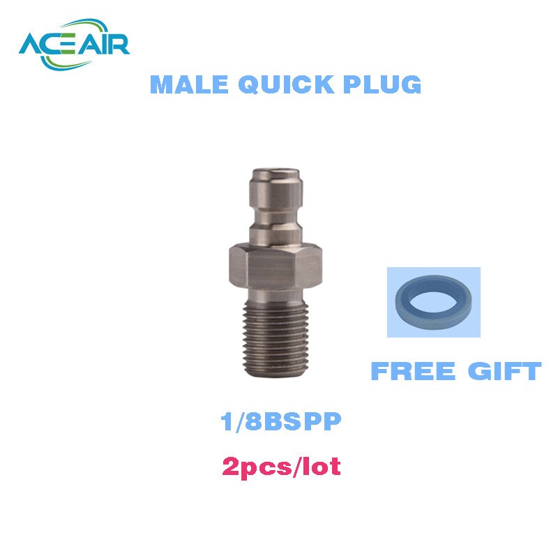 Hogedruk snelkoppelingen vrouwelijke plug roestvrij staal 4500 psi  m10 1/8 npt 1/8 bspp 2 stuks/lot: Mannelijke bspp 2 stuks