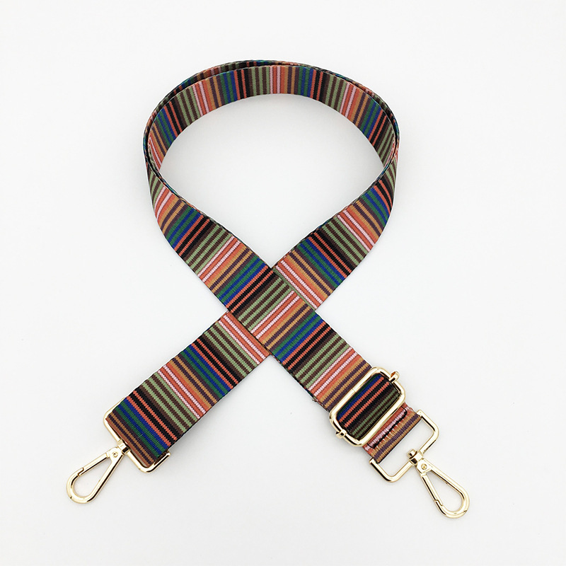 Nylon Gekleurde Riem Zakken Riem Accessoires Voor Vrouwen Regenboog Verstelbare Schouder Hanger Handtas Bandjes Decoratieve Ketting Tas OC737: Retro stripes