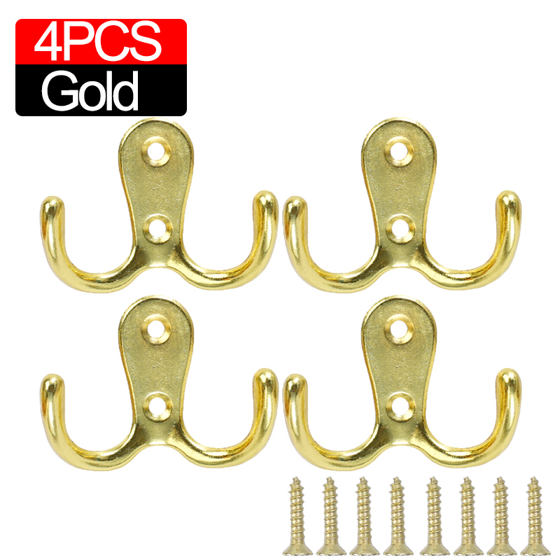 10/2pcs Coat Hooks Wall-Mounted 2 Hole Towel Hanger For Coats Hat Clothing Home Storage Hook Wall Hook Towel Hanger for Hardware: army green