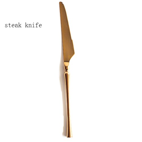 Ensemble de couverts en acier inoxydable or rose brillant, outils en acier inoxydable, excellents accessoires de cuisine cuillère avec boîte à déjeuner couteau et fourchette: steak knife
