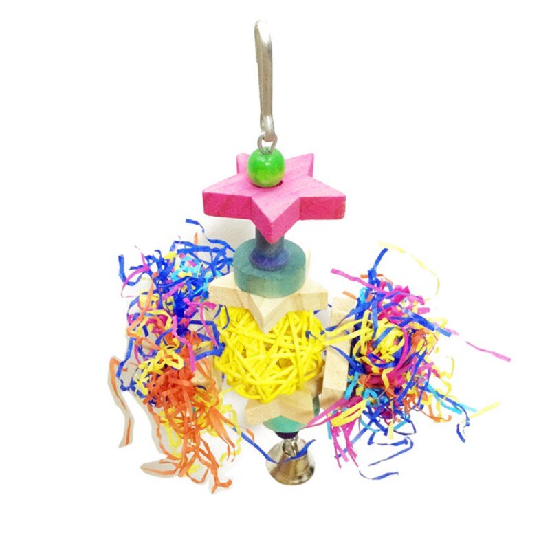 Juguetes Para aves caseras, juguetes para mascotas, loro, juguetes para masticar, estrella de cinco puntas, Bola de ratán Natural, juguete, jaula para pájaros, suministros de decoración de Color al azar