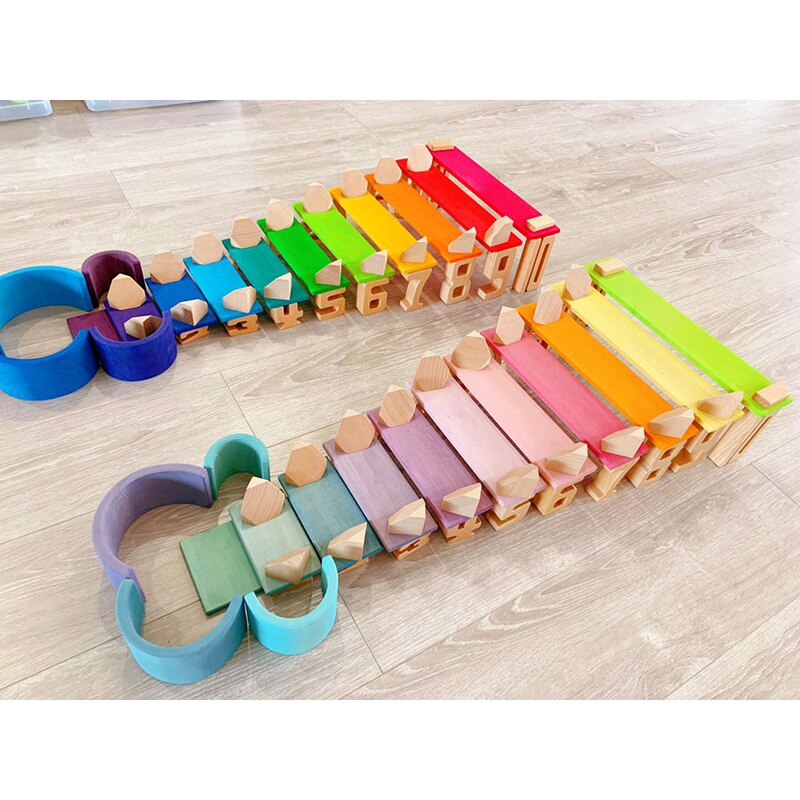 Kleur Beuken Houten Bloem Bricks 18 Stks/set Regenboog Blokken Kinderen Educatief Early Learning Creatieve Stapelbaar Hoek Steen