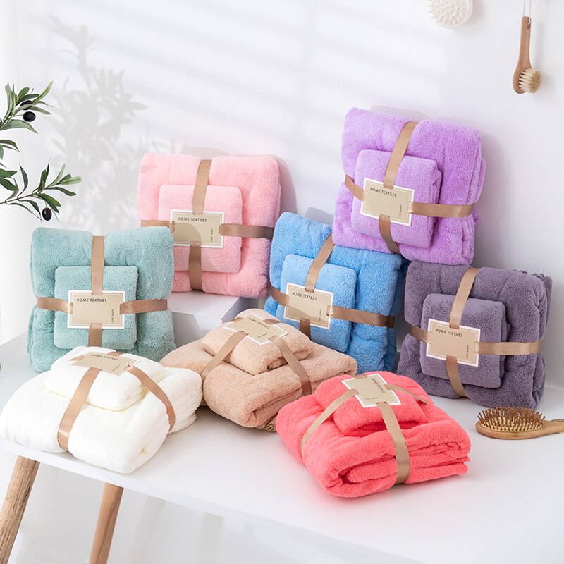 Microfiber Handdoek Set Coral Fleece Absorberende Haar Zwemmen Gezicht Hand Badhanddoek Sets Microvezel Badkamer Handdoeken Sets