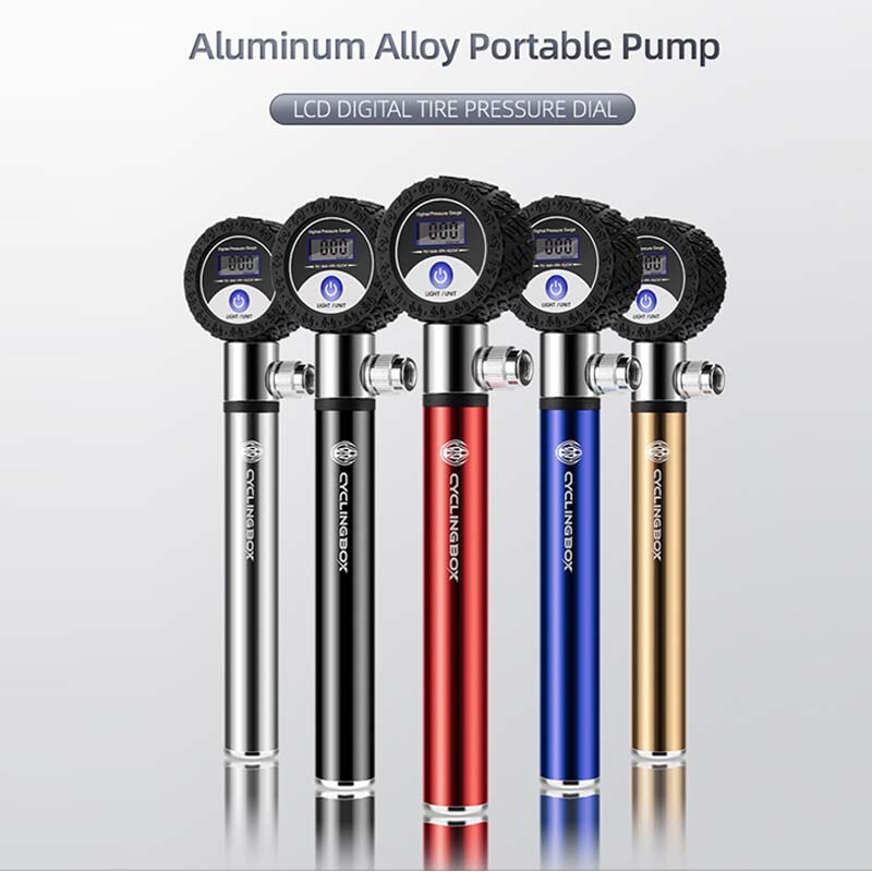 Pompa per bicicletta ad alta pressione montagna bicicletta bellezza bocca francese mini LCD pompa ad aria riparazione pneumatici accessori per biciclette in lega di alluminio