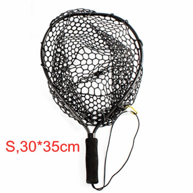 Telescopic Fishing Net Aluminum Alloy Landing Net Hand Net Telescoping Pole Folding Nets Network Fish Tackle Tools: S Black