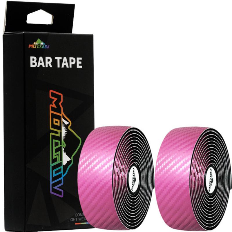 Motsuv landevejscykel styrrem cykel pu mønster håndtag grip tape høj elastisk eva skridsikker stødabsorberende styr tape: Lyserød