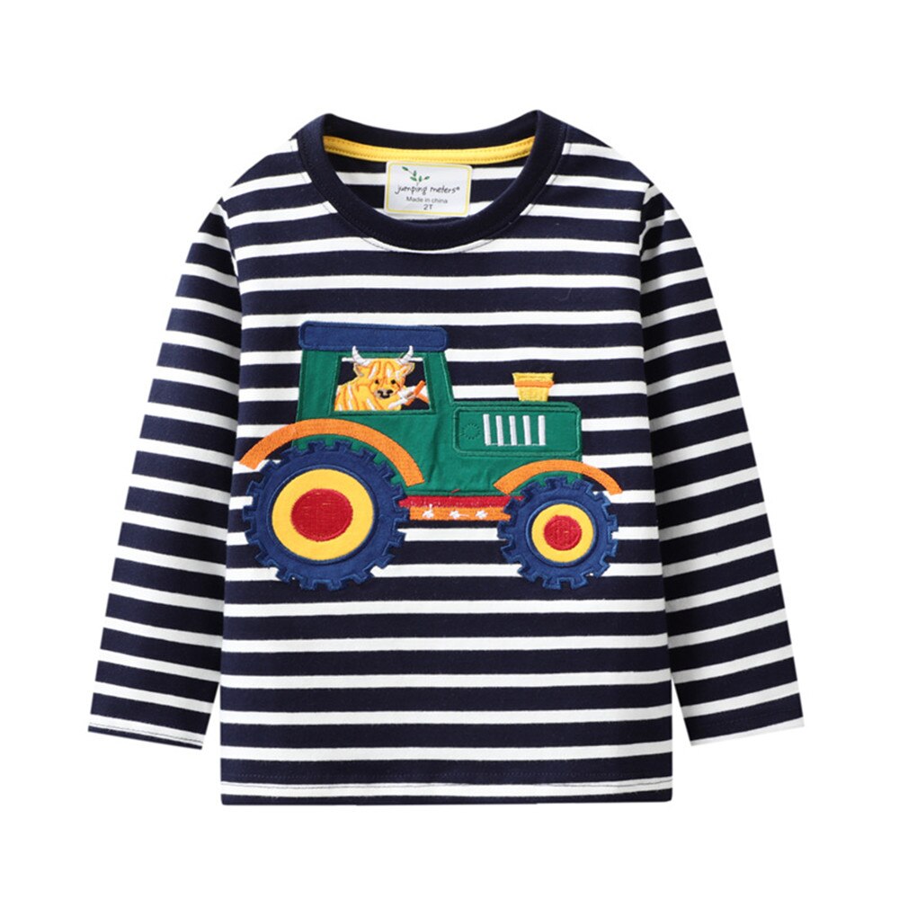 T-shirts à rayures pour garçons, automne, printemps, broderie en coton, t-shirts pour enfants, vêtements d'école pour bébés: T7357 bandes / 6t
