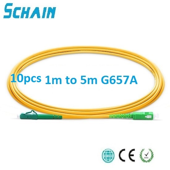 Cabo de remendo ótico de 10 pces sc lc apc 2.0mm pvc g657 fibra cabo de fibra fibra óptica ponte simplex sm ftth optica