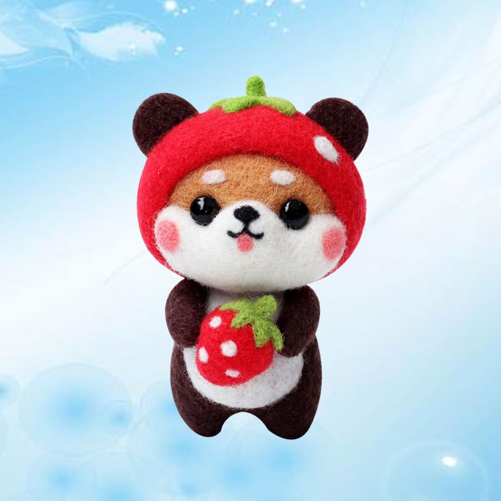 Kit de fieltro de lana para niños y adultos, Kit de aguja para manualidades de felpa de perro de dibujos animados, suministros de fieltro, manualidades de manualidades para el hogar, (Akita): Coffee