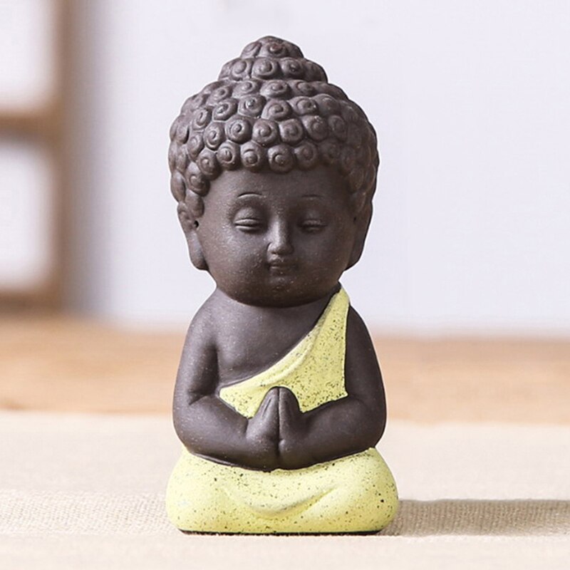 1Pcs Boeddhisme Kleine Standbeelden Little Meditatie Monnik Miniatuur Craft Boeddhabeelden Klei Mini Chinese Boeddhisme Zen Monniken