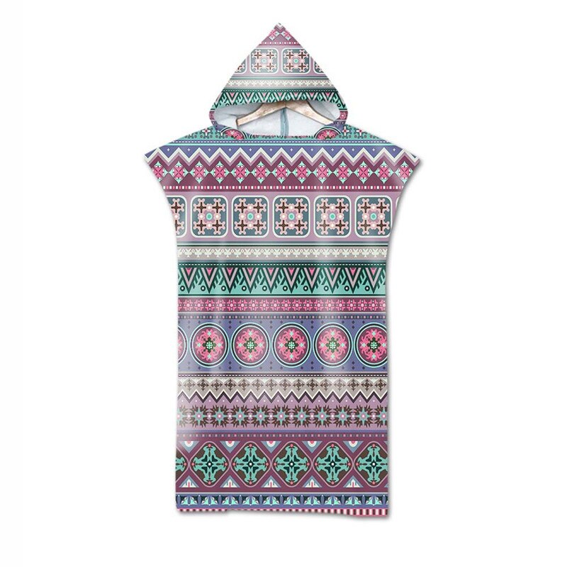 Havlu-toalla con capucha portátil para adultos, capa de toalla de playa con Poncho, estampado geométrico de microfibra, para bañera para nadar, toallas de baño
