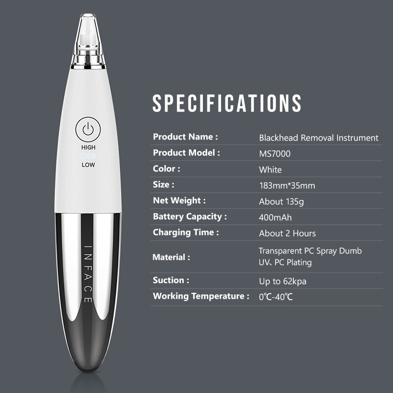 Xiaomi Inface Facial Cleansing Brush Vacuum Blackhead Remover Ultrasonic Ion Cleansing Skin Scrubber
