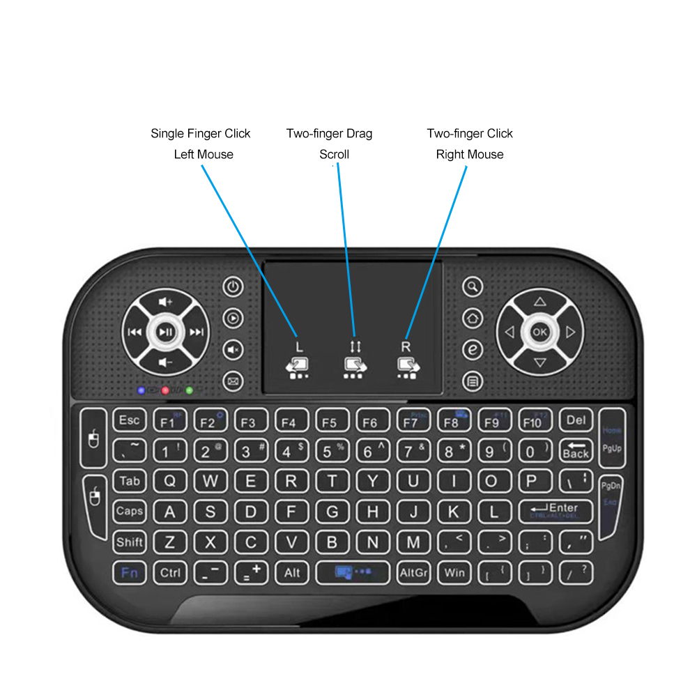 Air Mouse Remote 2.4G&Bluetooth-compatible Backlit Handheld Remote Keyboard with Touchpad Keyboard Remote Control for PC Laptop