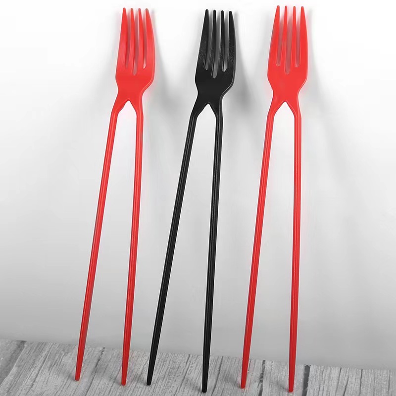 A chopstick and a fork in one Training chopsticks beginner chopstick fork Picnic party Summer camp combination cutlery plate