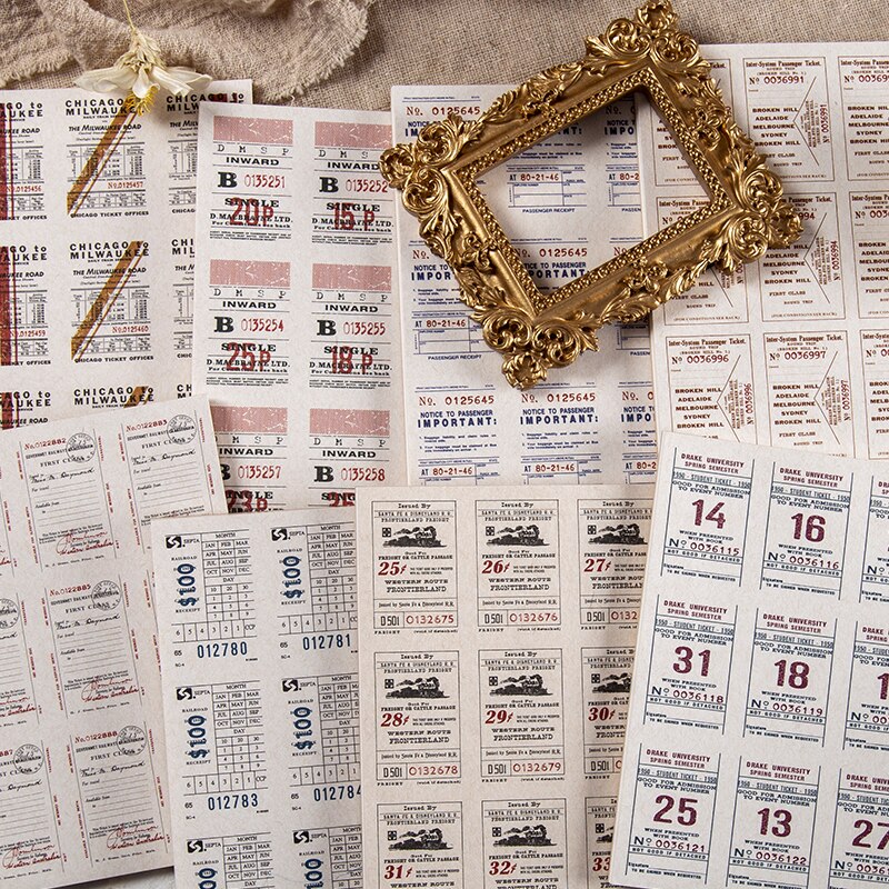 Antikke billetter collage papir kort materiale papir junk journal planlægger scrapbooking vintage dekorativt diy håndværk papir