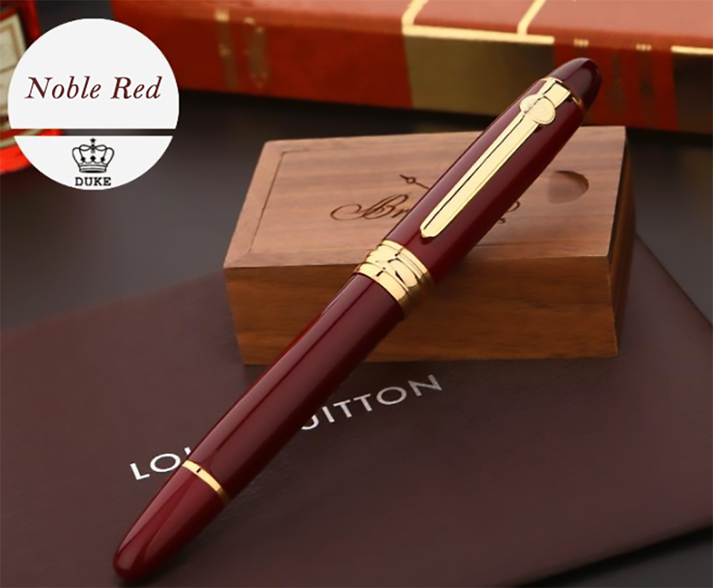 Duke 146 Original European Taste Fountain Pen Iridium Medium Nib Ink Duke Pen, Noble Red Color for Office Business Supplies