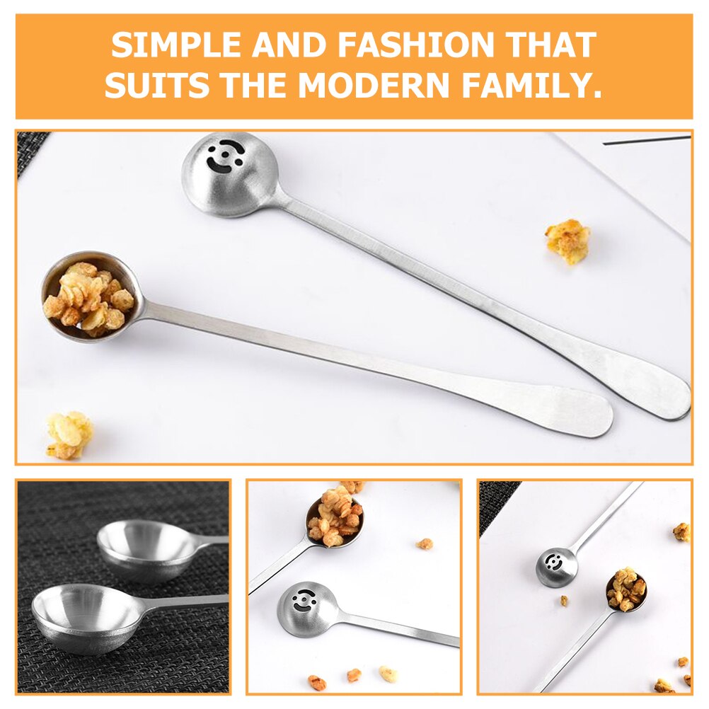 Long Handle Spoon Colander Strainer Spoon Stainless Steel Seasoning Scoop Colander