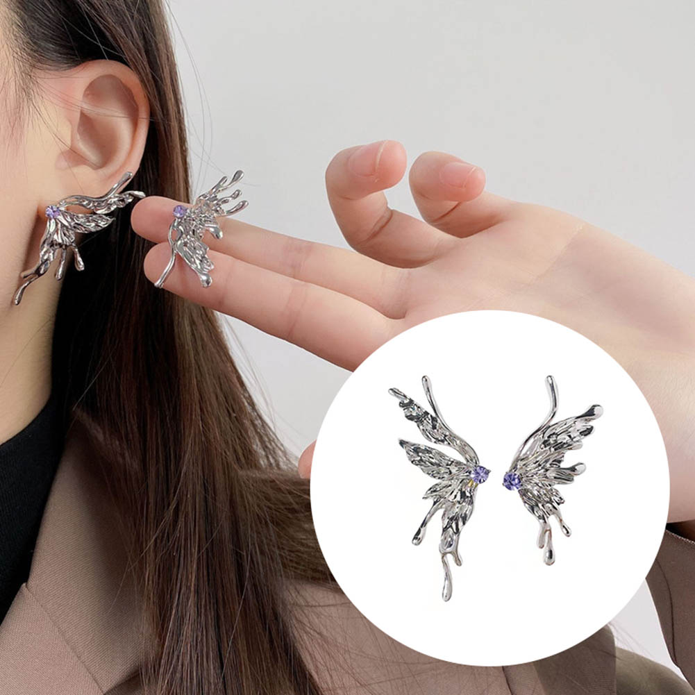 2022 Y2K Esthetische Punk Stijl Vloeibare Vlinder Earring Voor Vrouw Koele Metalen Vlinder Oorbellen Sieraden