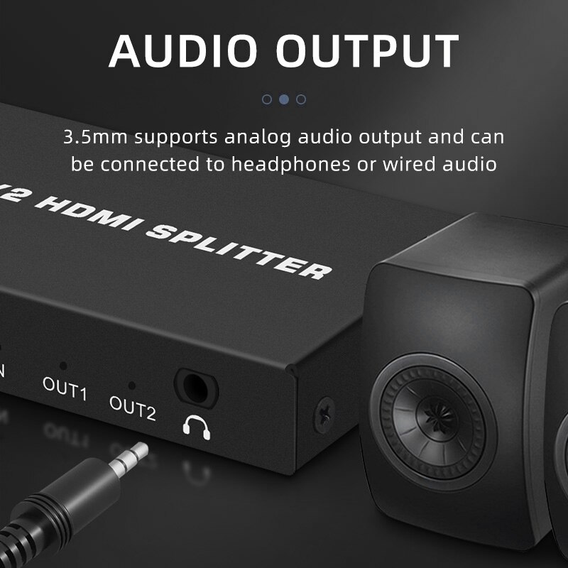 Hdmi Splitter Een Van Twee 4K Audio Splitter 30 Hdmi Een In Twee Analoge Audio-uitgangen