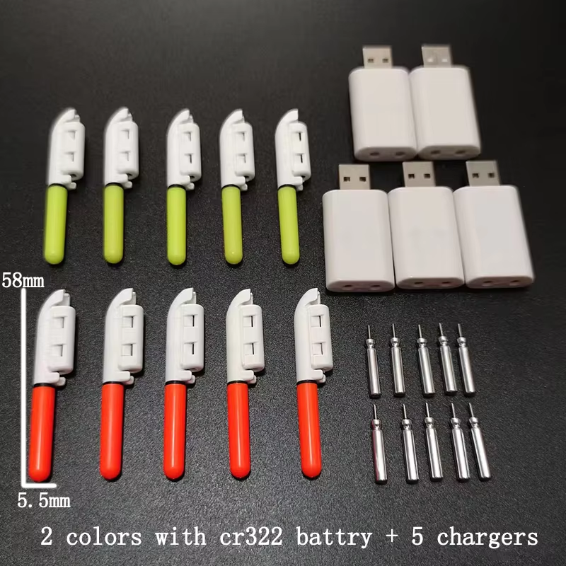 10 st/parti elektronisk ljuspinne med uppladdningsbart batteri, klämma på fiskespö, lysande lampa  a578  cr322 / cr425: MÃÂ¶rkgrÃÂ¥