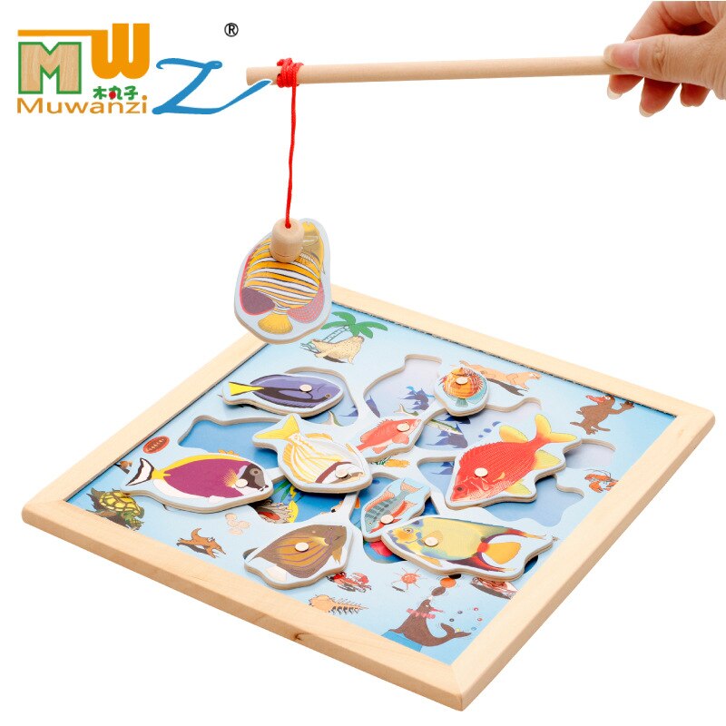 Vis Educatief Baby Houten Speelgoed Magnetische Vissen Speelgoed Set Kerstcadeaus Kinderen Educatief Spel Speelgoed Voor Kinderen M15