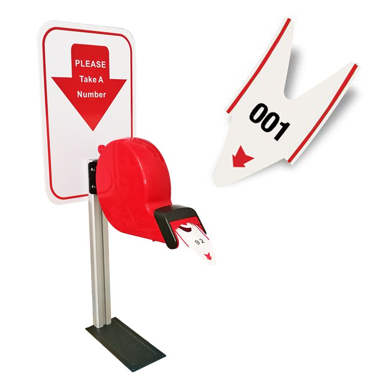 Ticket Dispenser for Queue Management System Universal Manual Turn O Matic: red with 3-digit