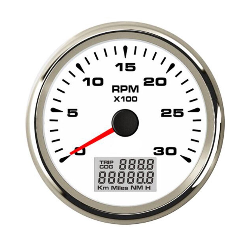 Tacómetro de coche marino con retroiluminación, 7 colores, con LED, reloj de arena, impermeable, 8000 /3000 / 4000 RPM: White Silver 3000RPM