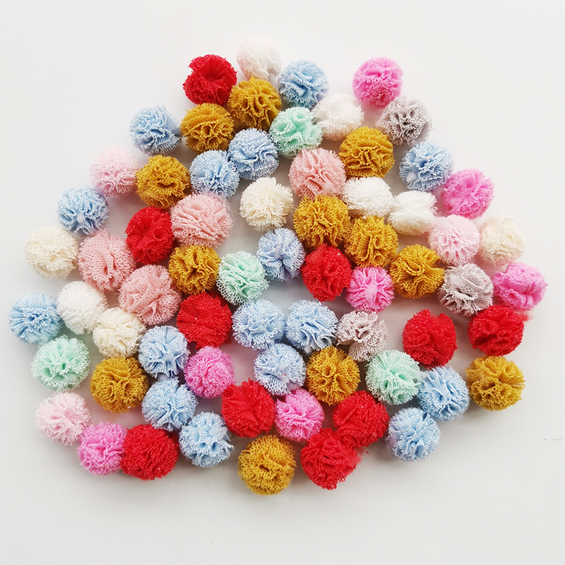 100 Stks/partij 15Mm 10 Kleuren Mesh Bloem Bal Voor Naaien Op Sjaal Schoenen Hoeden Bont Diy Ambachten Haar Clip accessoires
