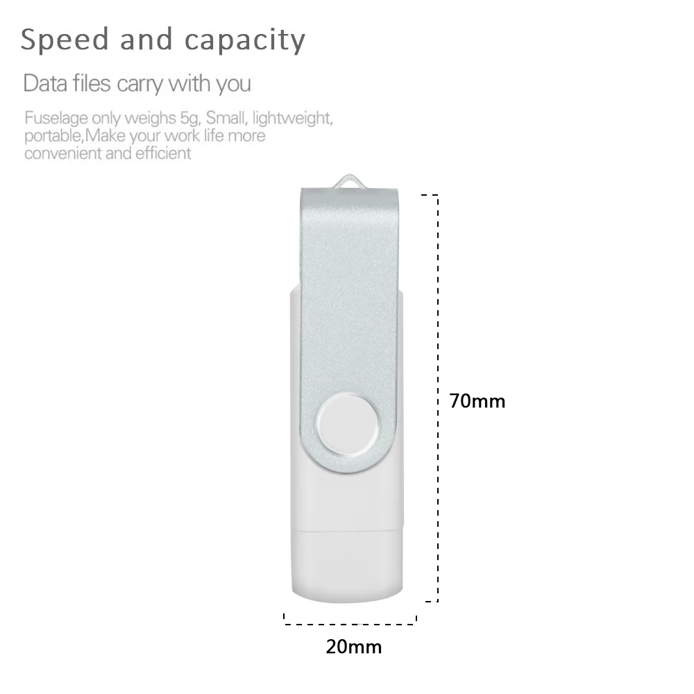 Type-C USB 3.0 High Speed Flash Drive 2 IN 1 360° Rotate Freely Pen Drive 128GB/64GB/32GB/16GB Multi-format Compatible U Disk