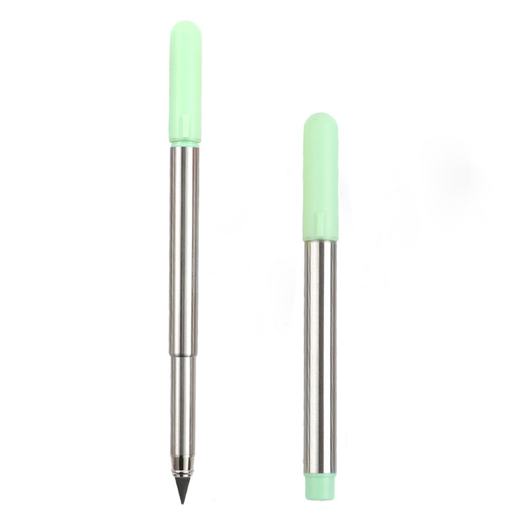 Inkless Pencil Retractable Metal Pen Writing Pencil Signature Pen Students Stationery Office School Supplies: Green