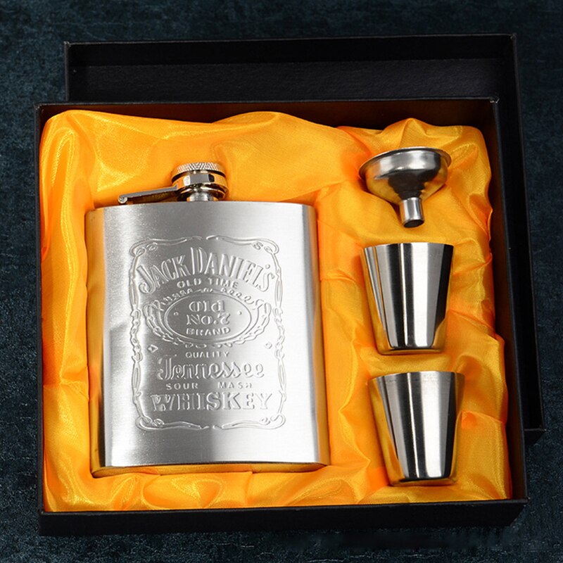 Mini Drinkware Alcohol Bottle Pocket Drinking Liquor Flask Portable Stainless Steel Hip Flask 7oz Wine Mug Wisky Bottle With Box: B