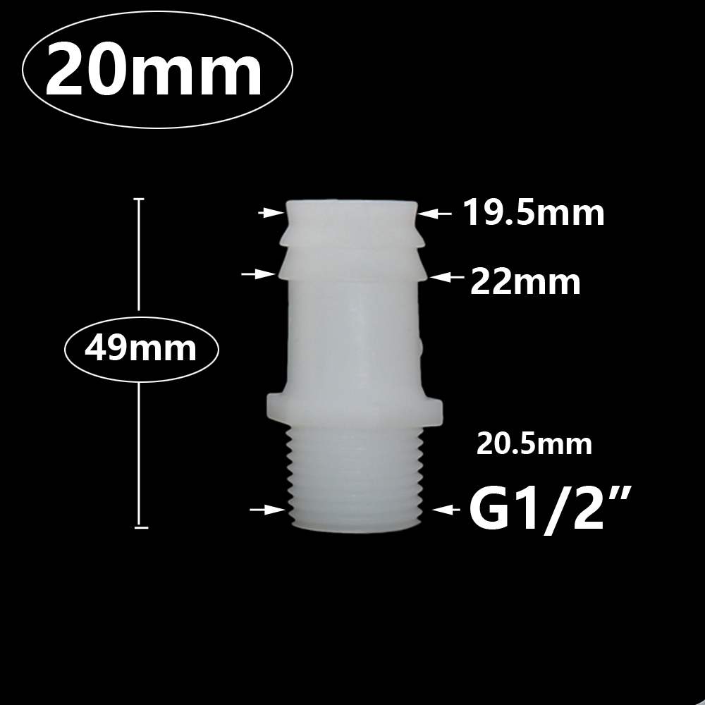 Männlich 1I2 Zoll bis 4/6/8/10/12/14/16/18/20 mm Kunststoff Schlauchtülle Anschluss PVC Wasser Rohrverschraubungen Koppler: YELLOW