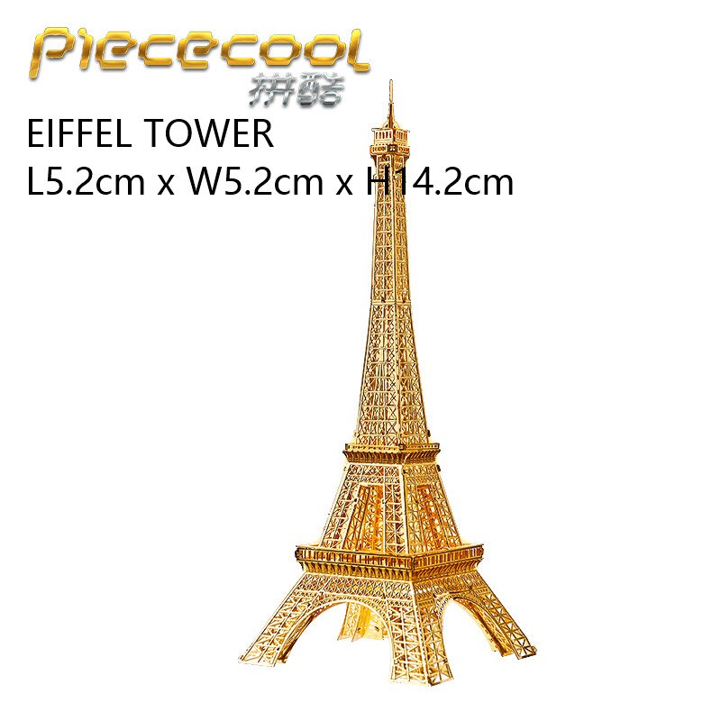 PIECECOOL Famous Buildings Over the World 3D Metal Assembly Model Jigsaw Puzzle London Eye Notre Dame De Paris Collection: EIFFEL TOWER G