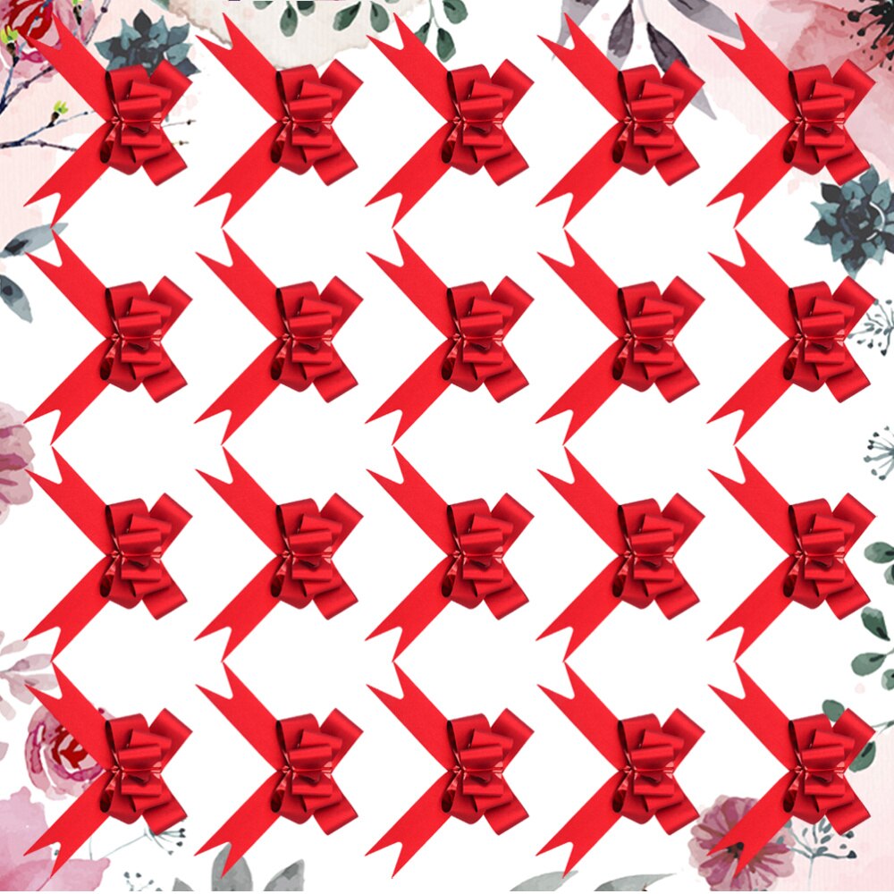 50Pcs 9cm Beautiful Pull Bowknots with Snowflake Pattern Christmas Decorative Pull Bowknots Box Pull Bows Bowknot Ribbon(Re