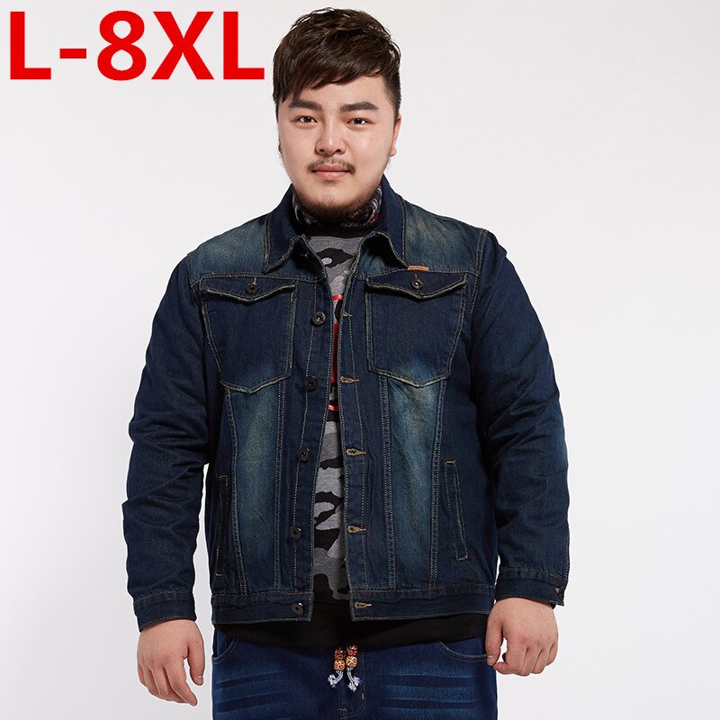 Klassieke spijkerjas heren merkkleding 100%  katoenen casual heren spijkerjas donkerblauw effen jas heren plus maat 8xl 7xl 6xl