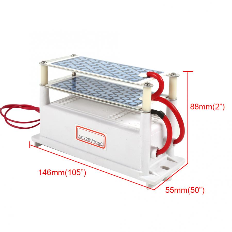 Generador de ozono portátil de 10g, máquina ozonizadora de aire con placa cerámica integrada doble, máquina de oxígeno AC220V