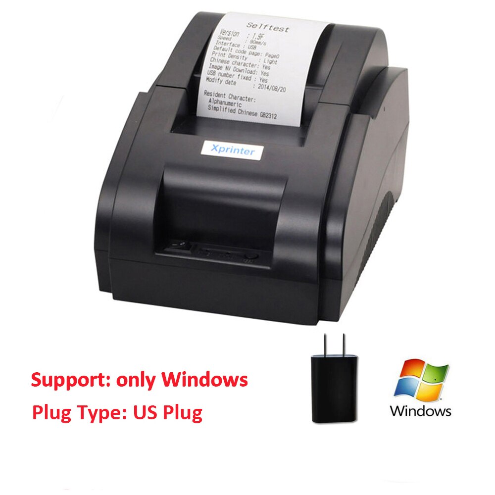 XP-58IIH Thermische Kleine Ticket Printer Printer Usb Machine Restaurant Pos Printer Voor Windows, Of Android En Ios: US windows