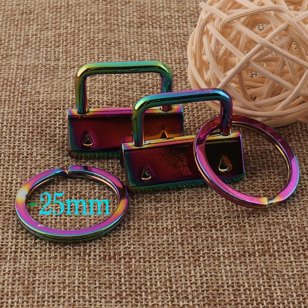 10 sets Rainbow Key Fob Hardware with key Ring for webbing, Wristlets Fabric Key Chains Key Fob Hardware keychains 32MM