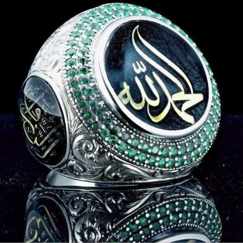 2022 neue Arabische Religiöse Schrift Ring Schmuck männer Retro Ring Schmuck Legierung Armband Ring Zubehör