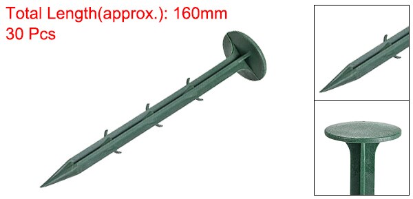 Uxcell 30 stuks kunststof tuinpalen, ankers, landschapsgrondspijkers, 160mm 6.3- inch, groen voor doe-het-zelf tuin, buitengebruik: Default Title