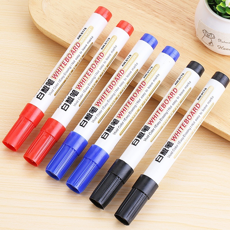 10Pcs Uitwisbare Whiteboard Marker Pen Kantoor Droge Wissen Markers Blauw Zwart Rood White Board Markers Office School Supplies Pennen