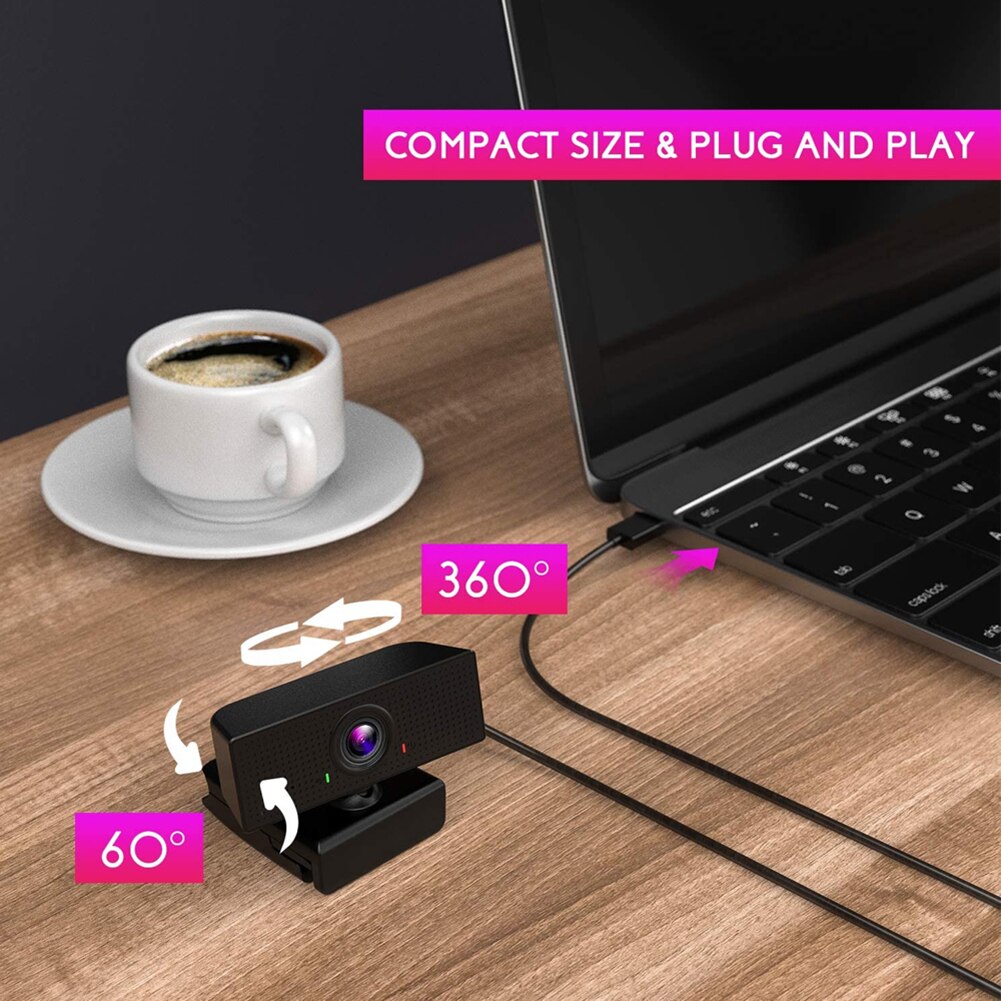 2MP Full HD 1080P Webcam with Built-in Microphone USB Beauty Web Camera