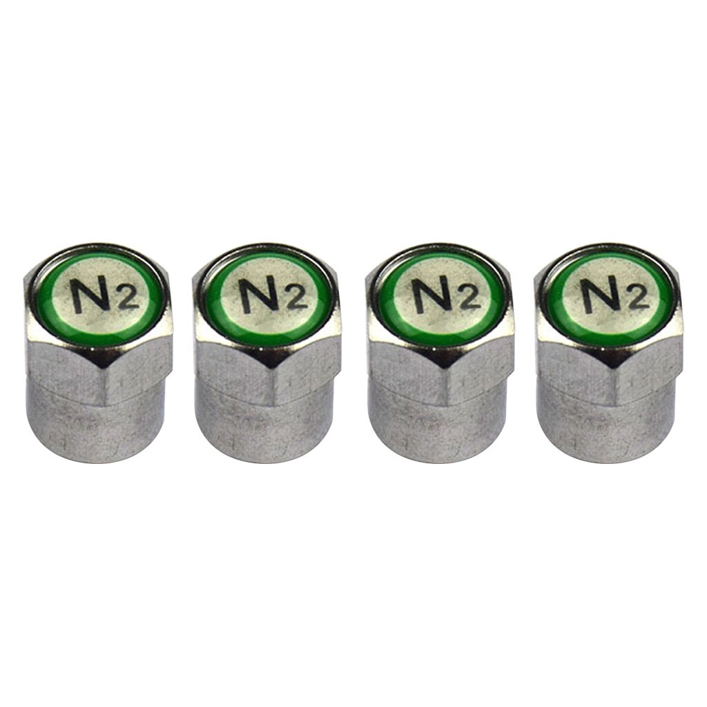 Set of 4 Nitrogen N2 Green Copper Tire Stem Valve Caps Covers