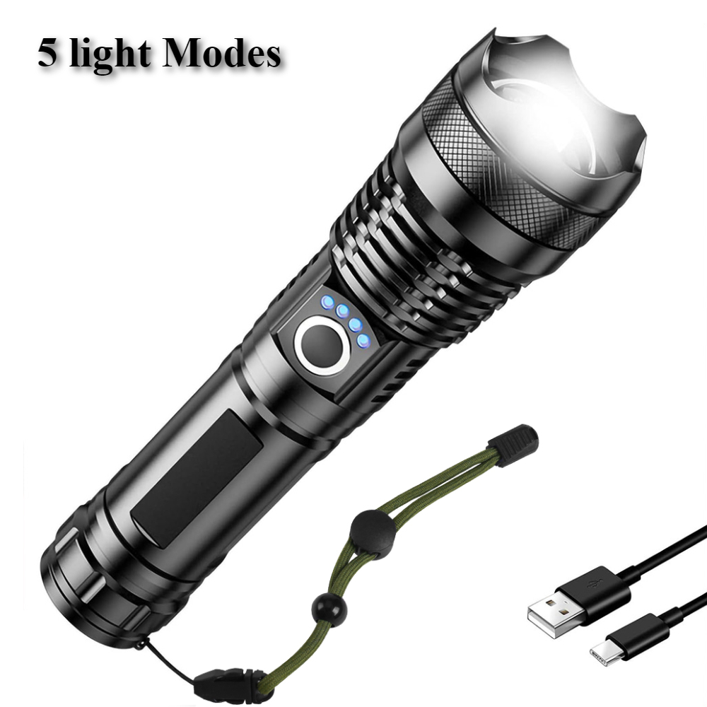 Rechargeable LED Flashlights Super Bright Portable Flashlights 3/5 Modes Telescopic Zoom Waterproof Handheld Torches: RGB