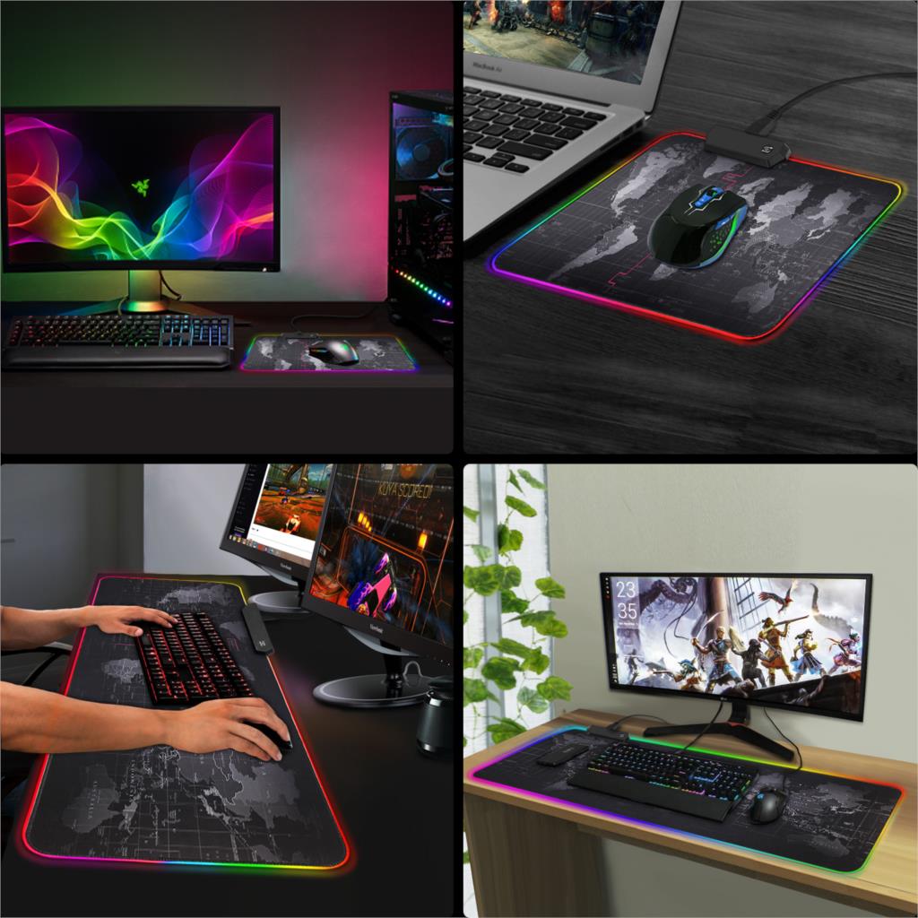 Gaming Muismat Rgb Grote Muismat Gamer Grote Muis Mat Computer Mousepad Led Backlight Xxl Oppervlak Mause Pad Toetsenbord bureau Mat